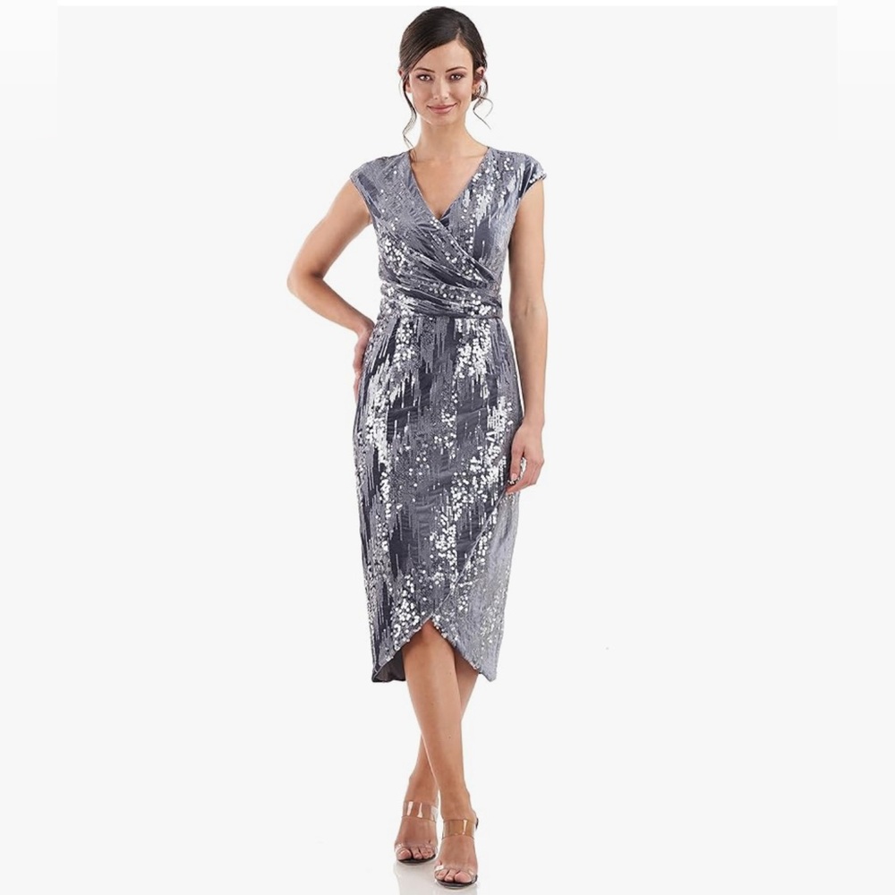 NWT JS Collections Women's June Faux Wrap Midi Dress size 6